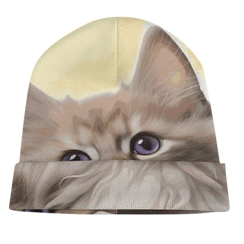Gorro de punto de gato elástico unisex para invierno 4