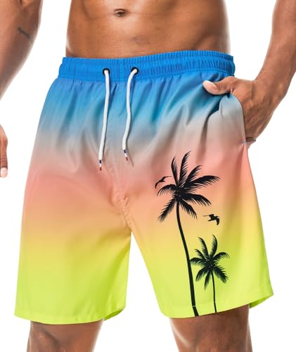 Danfiki Maillot Short de Bain Homme Piscine Séchage Rapide Surf l'été Hawaïen Short de Plage Imprimé avec Poche