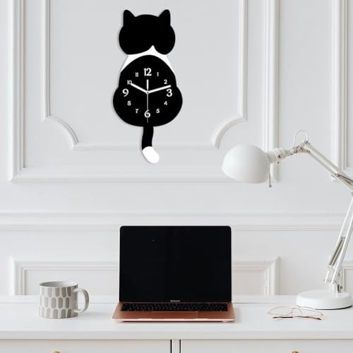 Reloj de pared de gato reloj decorativo de pendulo DIY moderno 4