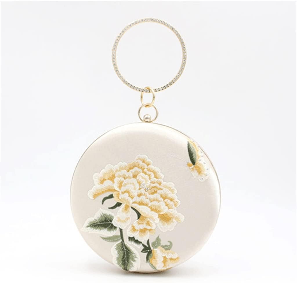 [DIOWP] 宴会アンティークバッグ漢服中国風シングルショルダー刺繍小さなラウンドバッグチェーンハンドバッグ