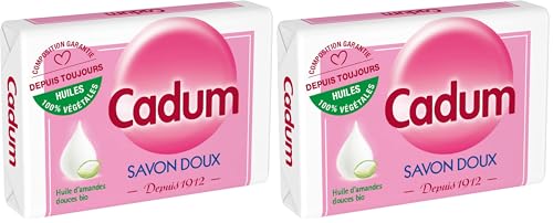 Cadum Savon Solide Doux - Depuis 1912 - Huiles 100% végétales à l'amandes douces BIO, 100g (Lot de 2)