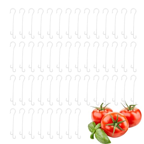 Hitrod Tomatenhaken, Tomaten-Stützhaken, 50 Stück Obst-Stützhaken, Pflanzenstützender Gartenhaken, Tomatenhaken, J-Haken für Tomaten, Auberginen, Gurken, Trauben