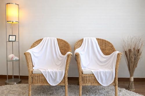 Image of Bambini Baby Receiving Blanket, 100% Cotton Interlock Fabric, 30 x 40 Inches, White, 2 Pack