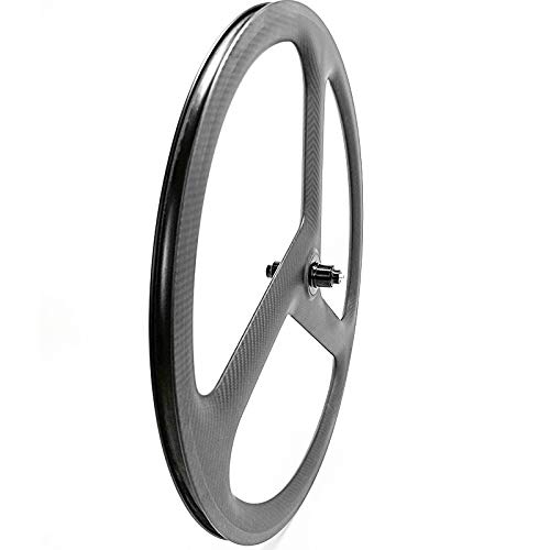 Hulkwheels Carbon Fixed Gear Wheelset 700C 3-Spoke Tri Spoke Wheel Single Speed/Fixie/Road Bike Front & Rear Wheel Set Clincher Type 40Mm Depth 23Mm Width Rim Track Bike Wheel (1 Pair Fixed Gear) #TOP3