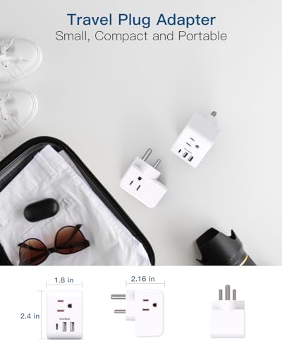 Image of 2 Pack India Power Adapter, One Beat Type D Plug Adapter with 3 American Outlets 3 USB Ports(1USB C), 6 in 1 India Travel Plug Adapter for US to India, Bangladesh, Kuwait, Maldives