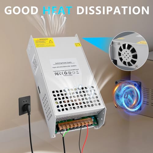 24V 50A 1200W Power Supply Transformer, 110V AC to DC 24V Converter Adapter 50A 1200W SMPS, DC 24v Switching Power Supply for LED Strip Motor Pump CCTV Camera System Car Stereo 3D Printer2