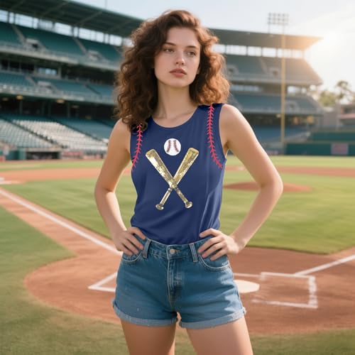 Baseball Shirt Women Swing for The Fences Racerback Tank Top Baseball Mom Summer Vest Sleeveless Casual T Shirt4