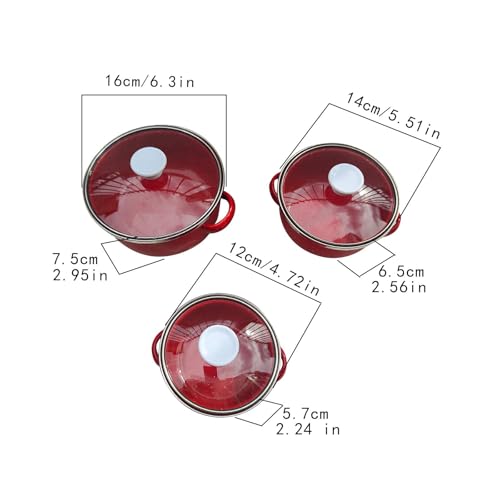 Casserole profonde émaillée rouge ultra robuste à double poignée - 4