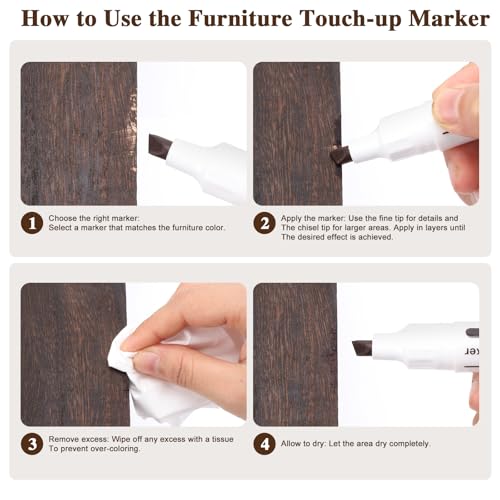 Set de 13 marcadores de retoque para muebles de doble punta, incluye marcadores con punta fina y ancha, pintura para retoques y barra de masilla para madera con sacapuntas, para reparación de rayones en pisos y remoción de manchas miniatura 5