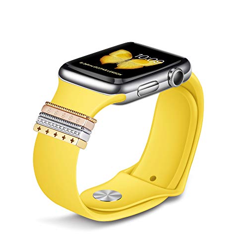Elobeth Decorative Rings Loops Compatible With Apple Watch Bands Charms Series 8/7 41Mm 45Mm/Series 6/Se2/Se/5/4 44Mm 40Mm/Series 3/2/1 42Mm 38Mm Watchband Decorative Charms Accessories (No Band) #TOP4