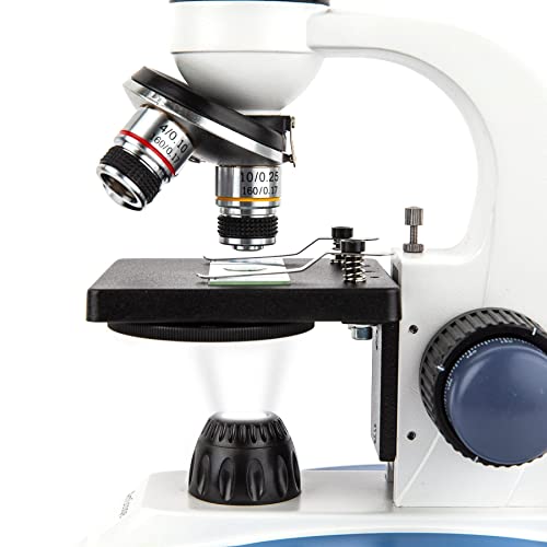 Image of AmScope M158C-E1 Digital Cordless Compound Monocular Microscope, WF10x and WF25x Eyepieces, 40x-1000x Magnification, LED Illumination with Rheostat, Brightfield, Single-Lens Condenser, Coaxial Coarse and Fine Focus, Plain Stage, 110V or Battery-Powered, Includes 1.3MP Camera and Software
