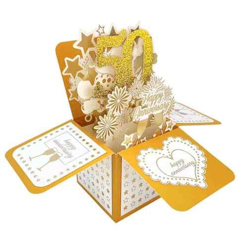 Felice 50 anni di anniversario di matrimonio pop-up biglietto di auguri per lui, grande regalo 3D 50 anni insieme per moglie, migliore idea regalo sposata per lui e voi coppie