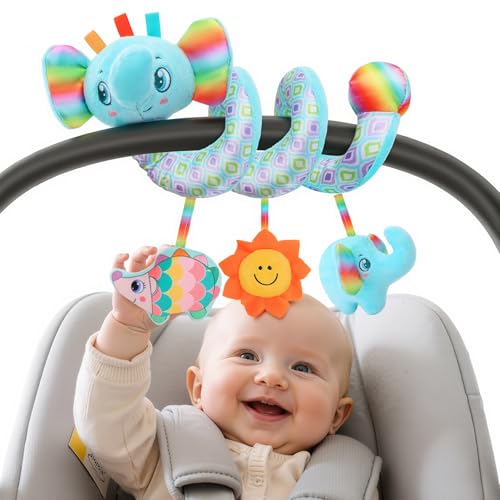 Image of Zendstanding Spiral Car Seat Toys for Babies, 0-6 Months Infant Carseat Sensory Toys Hanging Stroller Accessories Newborn for Baby Boys Girls Essentials Stuff