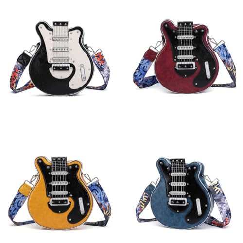 Small Shoulder Bags Creative Guitar Shape Crossbody Bag Zipper PU Bag for Girls Women Adjustable Shoulder Belt Person4