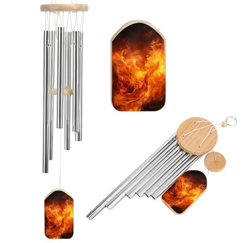 Outdoor Wind Chimes, Roaring Flame Printed Wind Chimes,Simple Wind Chimes,Curtain Wind Chimes for Home Decoration