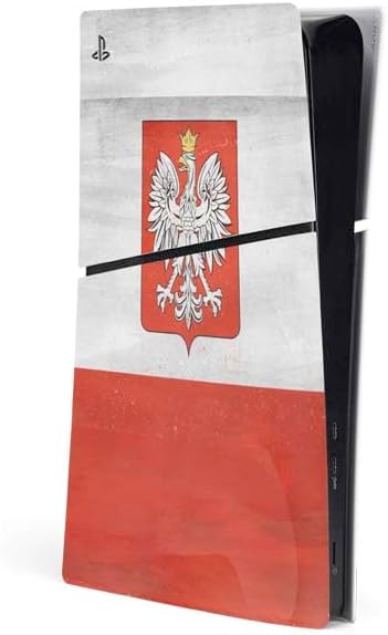 Skinit Decal Gaming Skin Compatible with PS5 Slim Digital Edition Console - Poland Flag Distressed Design