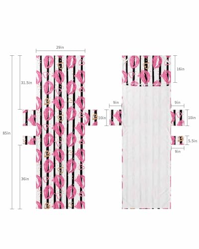 Pink Valentines Beach Lounge Chair Towel Cover, Soft Chaise Lounge Towel with Side Pockets Patio Pool Chairs Cover for Beach/Pool Sunbathing 29x85 Pink Lip Prints Love Heart Black Striped