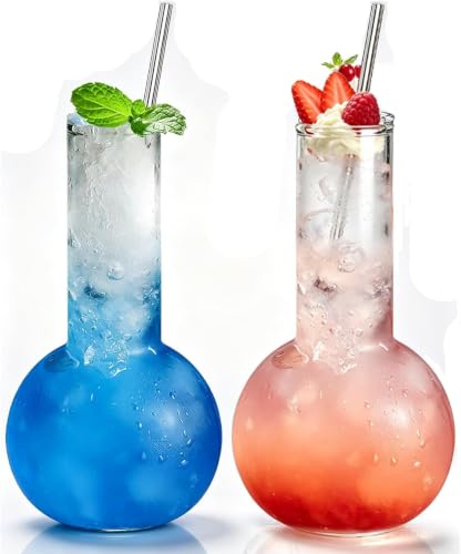Halloween Creative Tube Cocktail Glass Set of 2, 14oz Clear Glass for Party