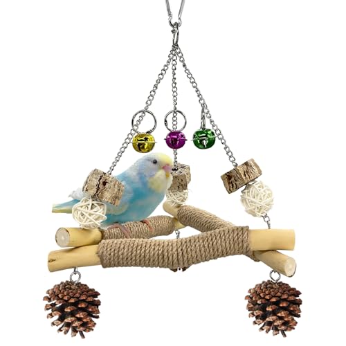 Wooden Bird Swing with Bell