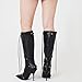 Oiamenne Knee High Boots for Women Fashion Slide Zipper Pointed Toe Stiletto Studded High Heel Rivets Tassel Boots Party Dress Shoes