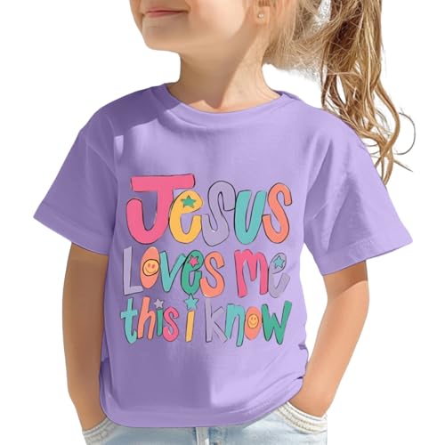 Image of BINTEHGS Jesus Shirts for Kids Christian Graphic Tees for Girls Religious God Tshirts Inspirational Bible Verse Cute T-Shirts