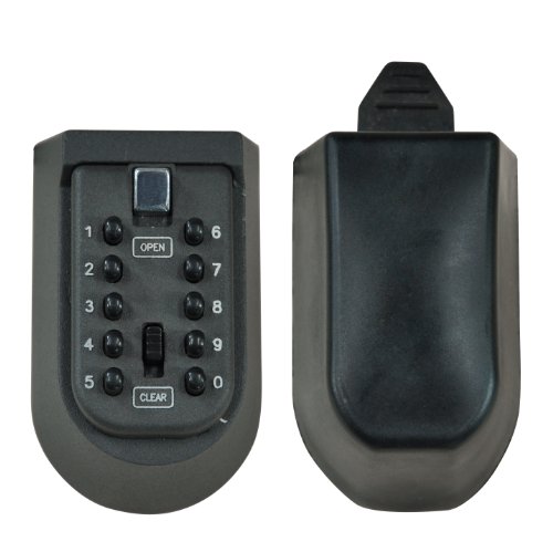 Image of Electrovision Press Button Wall Mounted Key Safe (Push Button Outdoor Keysafe, Ideal for Carers to access Property of Disabled, Vulnerable Adults, etc), Weather Resistant with Rubber Seal - Dark Grey