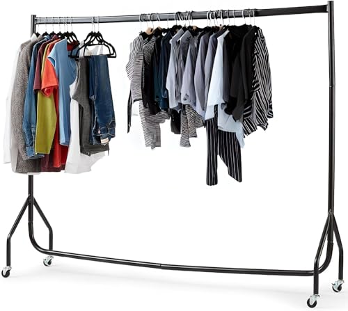 House of Home - Perchero de metal ligero para colgar ropa, 1,8 m de largo x 1,5 m de alto, capacidad de carga de hasta 150 kg, no requiere herramientas, fácil montaje, color negro
