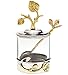 Godinger Leaf Jam/Honey Jar with Spoon, Silver/Brass