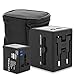 Produktbild Intirilife Universal Steckdosen Adapter in SCHWARZ  Internationaler Steckdosen Stromadapter mit Tasche im kompakten All In One Design mit USB Anschlüssen perfekt geeignet zum Reisen