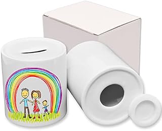 KAPCO 6 x White Blank Sublimation Ceramic Money Boxes with Rubber Stop for Easy Access | Kids Savings, Travel Fund Box, Swear Jar, Children Money Pot, Piggy Bank, Coin Bank, Tip Jar