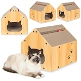 COIL Kratztonne, Katzenhöhle, Katzenkratzbaum, Katzenbett, Katzenliege, Umweltfreundliches Bett, Kratzpappe, MDF, (Höhe: 34,5 cm)