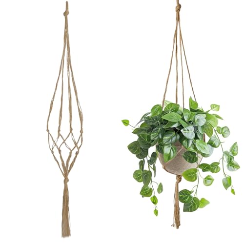 FACHOI Macrame Plant Hangers Hanging Planters Baskets Jute Rope Handmade Wall Hanging Plant Holders for Indoor Outdoor Garden Home Decor F4-MSDL