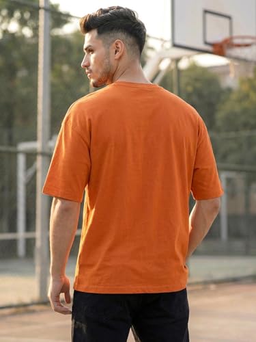Image of LEOTUDE Men's Half Sleeve Round Neck Cottonblend Graphic Print Oversized Tshirt for Man