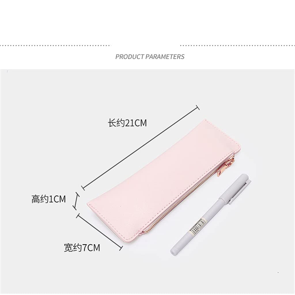 Estuche Plano para lápices, Caja de Almacenamiento de papelería, Estuche de Cuero PU para Estudiantes, Estuche para lápices, Organizador de papelería (C 21 * 1 * 7CM)
