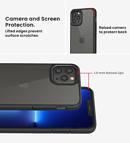 Image of Golden Sand for Apple iPhone 13 Pro Max Case - Ice Crystal Hybrid Scratch-Resistant, Shockproof Slim Back Cover, Transparent PC Military Grade TPU, Graphite Black