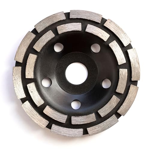 Muela Diamante Desbastadora de Hormigón 125mm Doble Fila para Amoladora Angular o Radial Pequeña. Muela de Copa Diamante Abrasiva para Desbaste. Muele y Lija Marmól, Granito, Piedra y Manpostería.