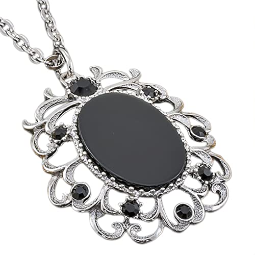Ka-Tal' Silver-Tone Onyx Pendant Necklace With Simulated Black Crystals Rhodium Plated 16" Chain With 3" Extender Beautifully Gift Boxed #TOP4