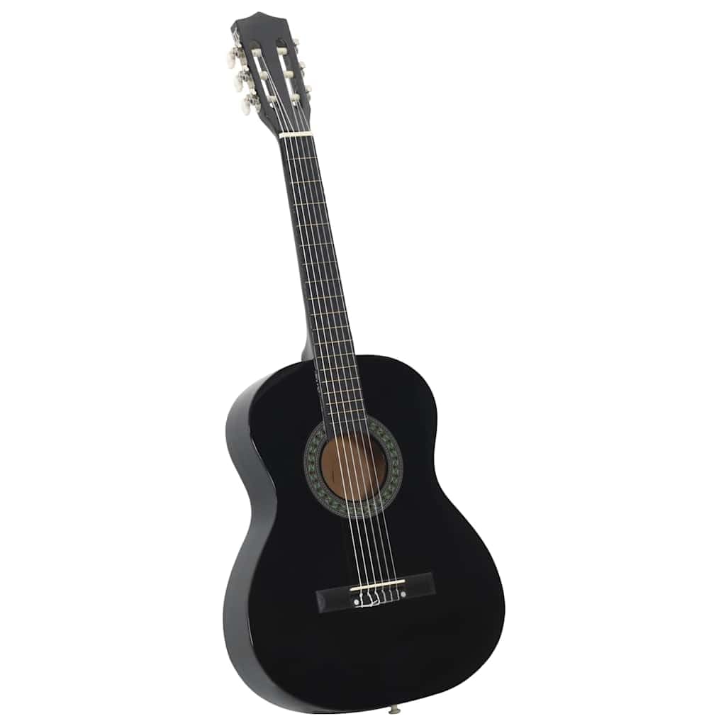 Klassikgitarre 3/4 36 Zoll für Anfänger und Kinder aus Lindenholz, Konzertgitarre mit Nylonsaiten, Schwarz
