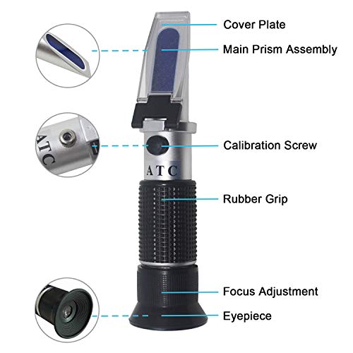 KETOTEK Wine Brix and Alcohol Refractometer, ATC Wine Brewing Refractometer with 0-40% Brix and 0-25% Alcohol Measurement Range for Wine Making, High Accuracy ±0.2% Brix and Alcohol Refractometer.… - Thumbnail 2