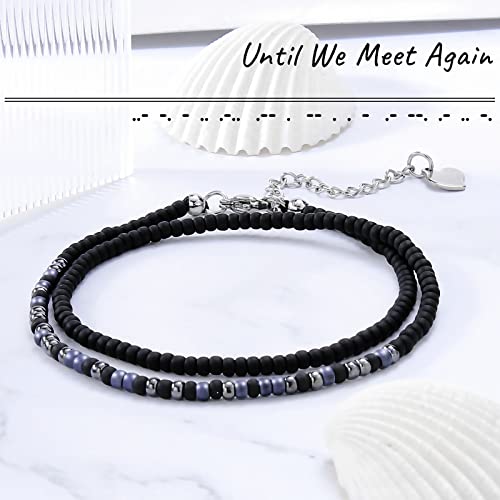 Image of Btysun Inspirational Morse Code Bracelets for Women Men Teen Girl Gifts Best Friend Birthday Gifts for Him Her Adjustable Layered Secret Message Sister Bff Girfriend Sister Christmas Jewelry