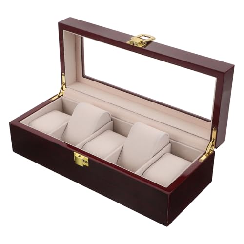 Boîte à montres bois laqué rouge Mikikit avec coussins amovibles