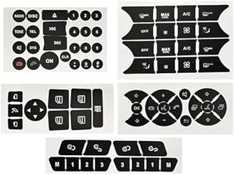 Car Button Decals Interior Stickers for Mercedes Benz W204 C250 C350 E-Class 2008-2014 AC Radio Steering Wheel Air Conditioner Number Door Repair Sticker Kit