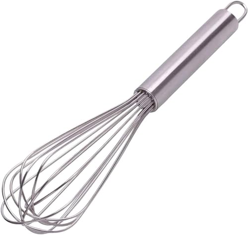 CABLEPELADO Batidor manual, Varillas de batir, Batidor de alambre, Mezclador manual, Batidor de cocina, Batidor de huevos, Apto para Mezclar, Revolver la Masa, Huevos, Longitud 25 cm, Acero inoxidable