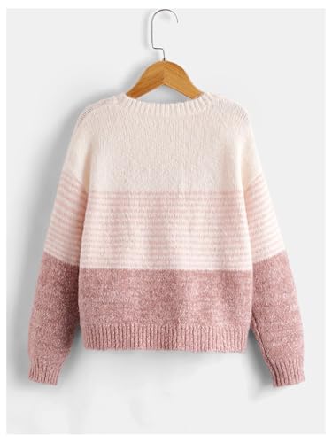 Girl's Striped Color Block Sweaters Long Sleeve Crewneck Pullover Jumper Tops Knitwear2