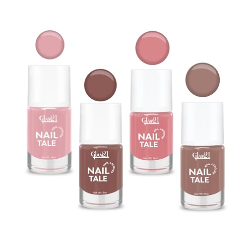 Image of Glam21 Nail Tale- Nail Lacquer | Multicolor|Quick Drying Nail Polish| Glossy Gel Finish Nail Kit | Highly Pigmented & Long Lasting | Chip Resistance | 9ml Each| Pack Of 4 (Shade-07-16-31-42)