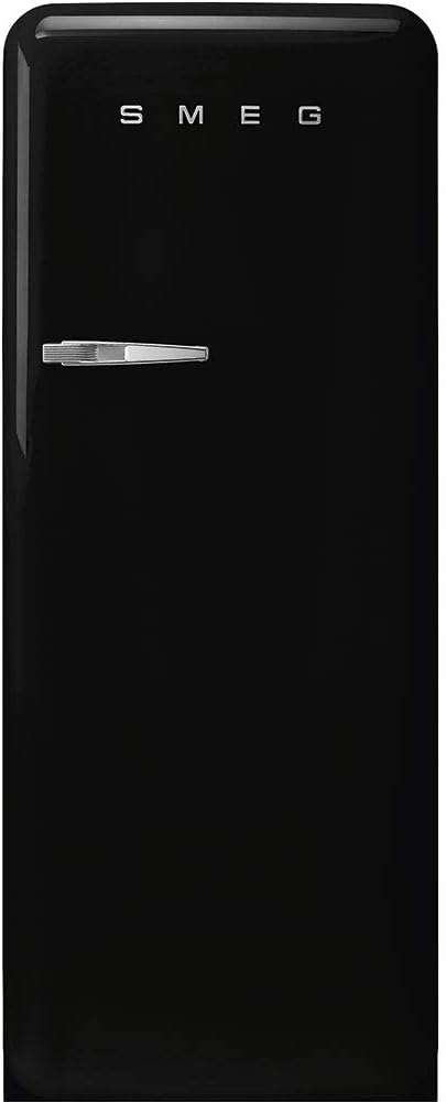 FAB28 50's Retro Style Aesthetic Top Freezer Refrigerator with 9.93 Cu Total Capacity, Multiflow Cooling System, Adjustable Glass Shelves 24-Inches, Black Right Hand Hinge Made In Italy