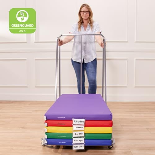 Image of ECR4Kids Rest Mat Storage Trolley with Locking Wheels, Classroom Organization, Grey