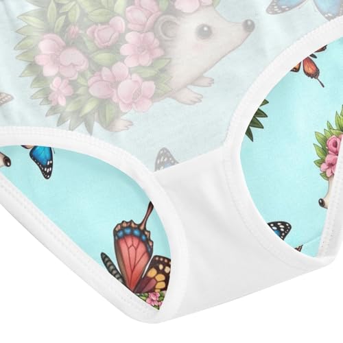 Cute Hedgehog Butterflies Blue Toddler Cotton Underwear, Girls Underwear Cotton, 2T–8 Years4