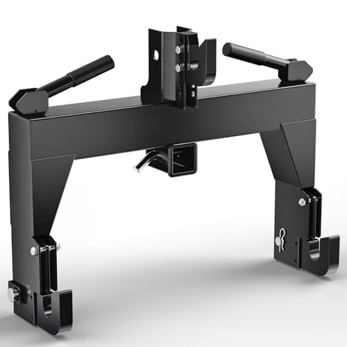 3 Point Quick Hitch to Category 1 and 2 Tractors,3000 LBS Lifting Capacity Tractor Quick Hitch Between Lower Arms Attachments Quick Hitch with 2 Receivers, Black