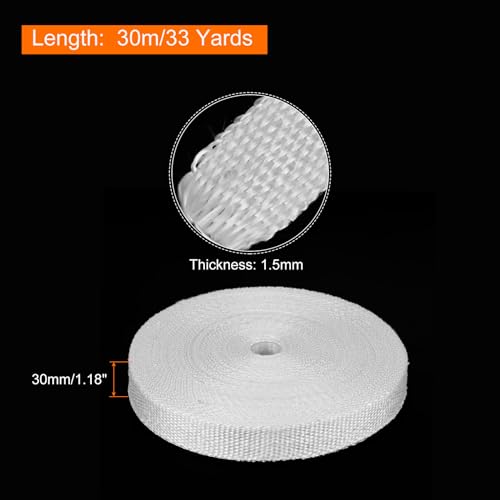 Image of MECCANIXITY 1pcs Fiberglass Cloth Tape 30m(33 Yard) x30mmx1.5mm E Glass Fiber Fiberglass Mesh Glass Fiber Mesh Woven Fiberglass Fabrics Insulation Tape for Reinforcement Repair